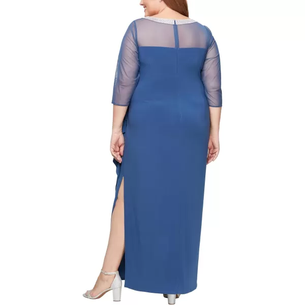 imageAlex Evenings Womens Long Matte Jersey Mother of The Bride Dress with 34 Sleeves Plus SizeWedgewood