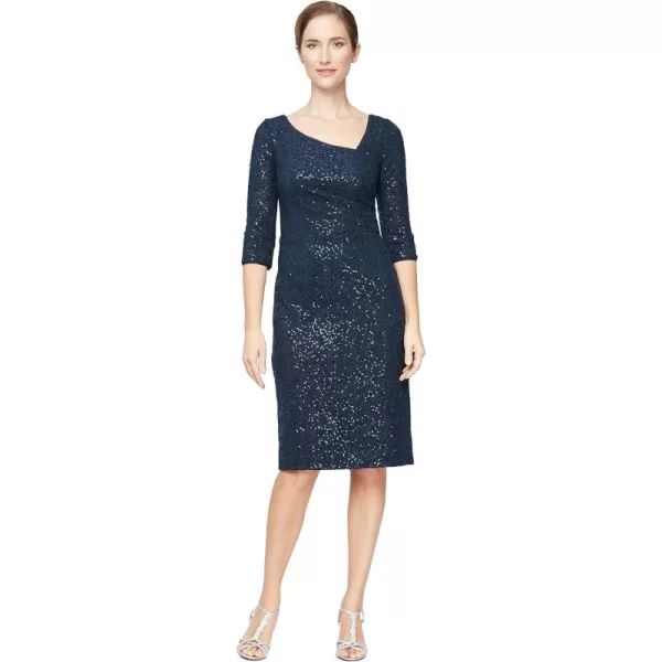 imageAlex Evenings Womens L Neck Knee Length Shift DressNavy