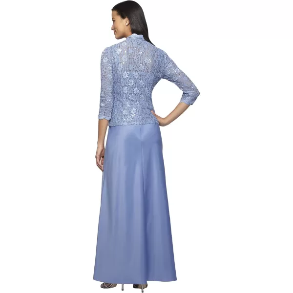 imageAlex Evenings Womens Two Piece Mother of The Bride Dress with Lace Jacket Petite and Regular SizesAntique Blue