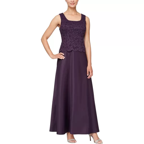 imageAlex Evenings Womens Two Piece Mother of The Bride Dress with Lace Jacket Petite and Regular SizesAubergine