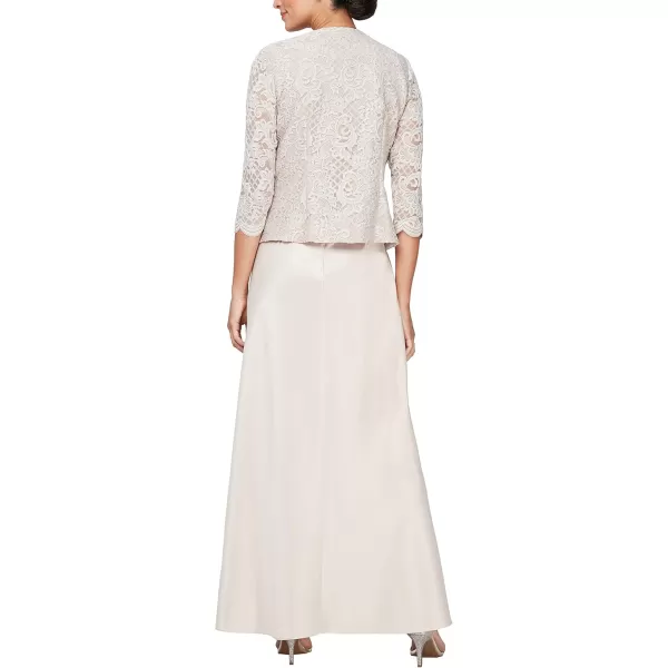 imageAlex Evenings Womens Two Piece Mother of The Bride Dress with Lace Jacket Petite and Regular SizesClassic Taupe