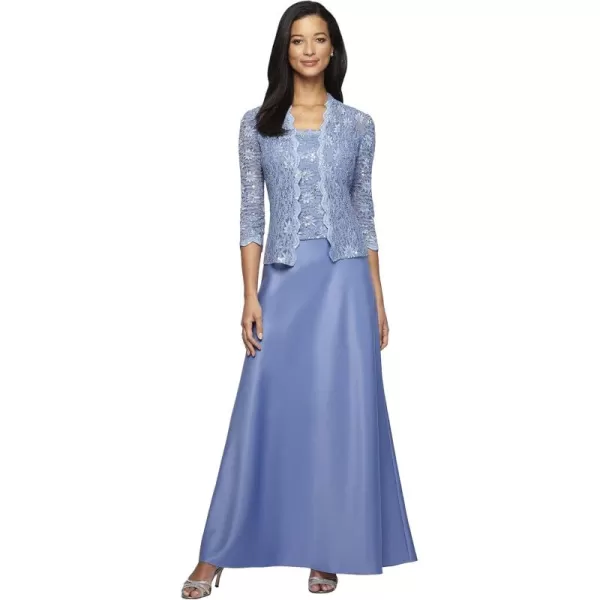 imageAlex Evenings Womens Two Piece Mother of The Bride Dress with Lace Jacket Petite and Regular SizesAntique Blue