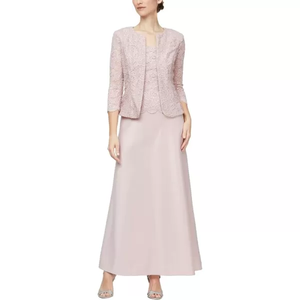 imageAlex Evenings Womens Two Piece Mother of The Bride Dress with Lace Jacket Petite and Regular SizesBlush