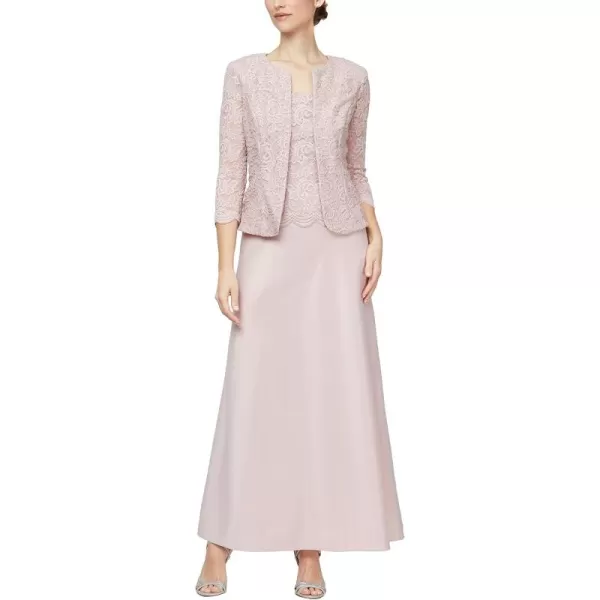 imageAlex Evenings Womens Two Piece Mother of The Bride Dress with Lace Jacket Petite and Regular SizesBlush Petite