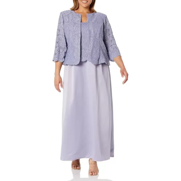 imageAlex Evenings Womens Two Piece Mother of The Bride Dress with Lace Jacket Petite and Regular SizesLavendar