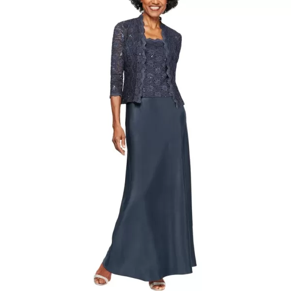 imageAlex Evenings Womens Two Piece Mother of The Bride Dress with Lace Jacket Petite and Regular SizesMidnight