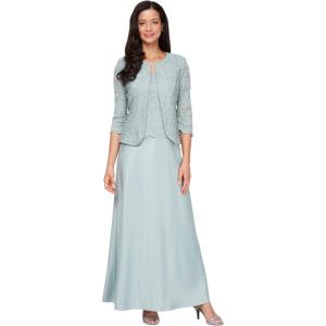 imageAlex Evenings Womens Long Two Piece Mother of The Bride Dress with Lace Jacket Wedding Guest FormalIce Sage