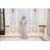 imageAlex Evenings Womens Long VNeck Embroidered Mother of The Bride Dress WCap Sleeves Full Skirt Petite and Regular SizesTaupe