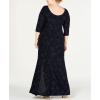 imageAlex Evenings Womens Plus Size Long Dress with Knot Front DetailNavy
