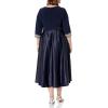 imageAlex Evenings Womens Plus Size Satin Ballgown Dress with SleeveNavy Beaded