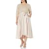 imageAlex Evenings Womens Plus Size Satin Ballgown Dress with SleeveTaupe