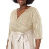 imageAlex Evenings Womens Plus Size Satin Ballgown Dress with SleeveTaupe