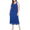 imageAlex Evenings Womens Tea Length Mother of The Bride Jacket Dress Formal Events Wedding Guest Plus SizeElectric Blue