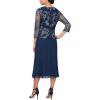 imageAlex Evenings Womens Tea Length Mother of The Bride Jacket Dress Formal Events Wedding Guest Plus SizeNavy Illusion