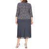 imageAlex Evenings Womens Tea Length Mother of The Bride Jacket Dress Formal Events Wedding Guest Plus SizeSmoke