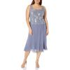 imageAlex Evenings Womens Tea Length Mother of The Bride Jacket Dress Formal Events Wedding Guest Plus SizeSteel Blue
