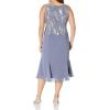 imageAlex Evenings Womens Tea Length Mother of The Bride Jacket Dress Formal Events Wedding Guest Plus SizeSteel Blue