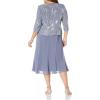 imageAlex Evenings Womens Tea Length Mother of The Bride Jacket Dress Formal Events Wedding Guest Plus SizeSteel Blue