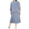 imageAlex Evenings Womens Tea Length Mother of The Bride Jacket Dress Formal Events Wedding Guest Plus SizeSteel Glitter