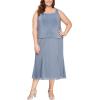 imageAlex Evenings Womens Tea Length Mother of The Bride Jacket Dress Formal Events Wedding Guest Plus SizeSteel Glitter