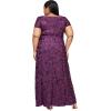 imageAlex Evenings Womens Long Rosette Mother of The Bride Dress with Short Sleeves Formal Gown Wedding Guest Plus SizeEggplant