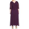imageAlex Evenings Womens PlusSize Mock Dress with SequinLace BodiceDeep Plum