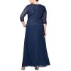 imageAlex Evenings Womens PlusSize Mock Dress with SequinLace BodiceNavy