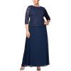 imageAlex Evenings Womens PlusSize Mock Dress with SequinLace BodiceNavy