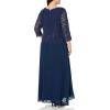 imageAlex Evenings Womens PlusSize Mock Dress with SequinLace BodiceNavy