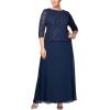 imageAlex Evenings Womens PlusSize Mock Dress with SequinLace BodiceNavy
