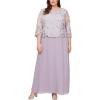imageAlex Evenings Womens PlusSize Mock Dress with SequinLace BodiceSmokey Orchid Embroidery