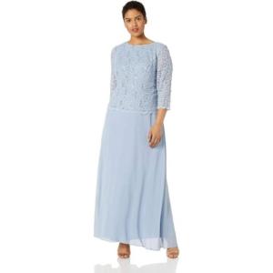imageAlex Evenings Womens PlusSize Mock Dress with SequinLace BodiceSky
