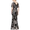 imageAlex Evenings Womens Long Mother of The Bride Sequin Dress with Cold Shoulder Flutter Sleeves Petite and Regular SizesBlack Copper Silver