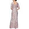 imageAlex Evenings Womens Long Mother of The Bride Sequin Dress with Cold Shoulder Flutter Sleeves Petite and Regular SizesBlush