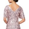 imageAlex Evenings Womens Long Mother of The Bride Sequin Dress with Cold Shoulder Flutter Sleeves Petite and Regular SizesBlush