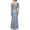 imageAlex Evenings Womens Long Mother of The Bride Sequin Dress with Cold Shoulder Flutter Sleeves Petite and Regular SizesHydrangea