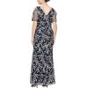 imageAlex Evenings Womens Long Mother of The Bride Sequin Dress with Cold Shoulder Flutter Sleeves Petite and Regular SizesNavy and Pink