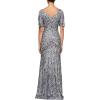 imageAlex Evenings Womens Long Mother of The Bride Sequin Dress with Cold Shoulder Flutter Sleeves Petite and Regular SizesSilver