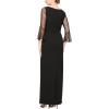 imageAlex Evenings Womens Long Shift Dress with Illusion Neckline Petite and Regular SizesBlack and Silver