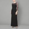 imageAlex Evenings Womens Long Shift Dress with Illusion Neckline Petite and Regular SizesBlack and Silver