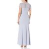 imageAlex Evenings Womens Long Shift Dress with Illusion Neckline Petite and Regular SizesSky Blue