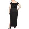 imageAlex Evenings Womens Plus Size Long Cold Shoulder Dress with Ruched SkirtBlack