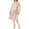 imageAlex Evenings Womens PlusSize Tea Length Aline Dress with Tie BeltChampagne