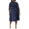 imageAlex Evenings Womens PlusSize Tea Length Aline Dress with Tie BeltNavy