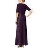 imageAlex Evenings Womens Satin Ballgown Formal Event Dress with Pockets and Tie Belt Petite and Regular SizesEggplant