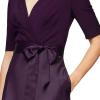 imageAlex Evenings Womens Satin Ballgown Formal Event Dress with Pockets and Tie Belt Petite and Regular SizesEggplant