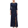 imageAlex Evenings Womens Long Dress with Knot Front DetailNavy
