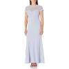 imageAlex Evenings Womens Long Shift Dress with Illusion Neckline Petite and Regular SizesSky Blue