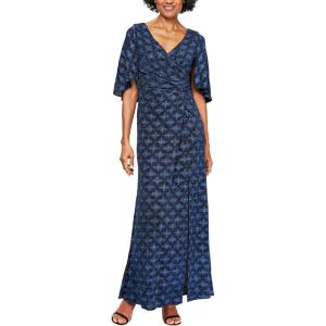imageAlex Evenings Womens Metallic Knit DressBlackRoyal