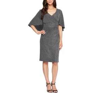 imageAlex Evenings Womens Metallic Knit DressShort BlackSil